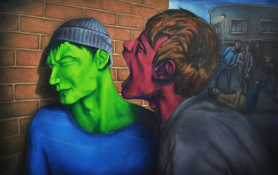 Dans la rue, 2015, huile sur toile, 65x105 par Charlie Wellecam