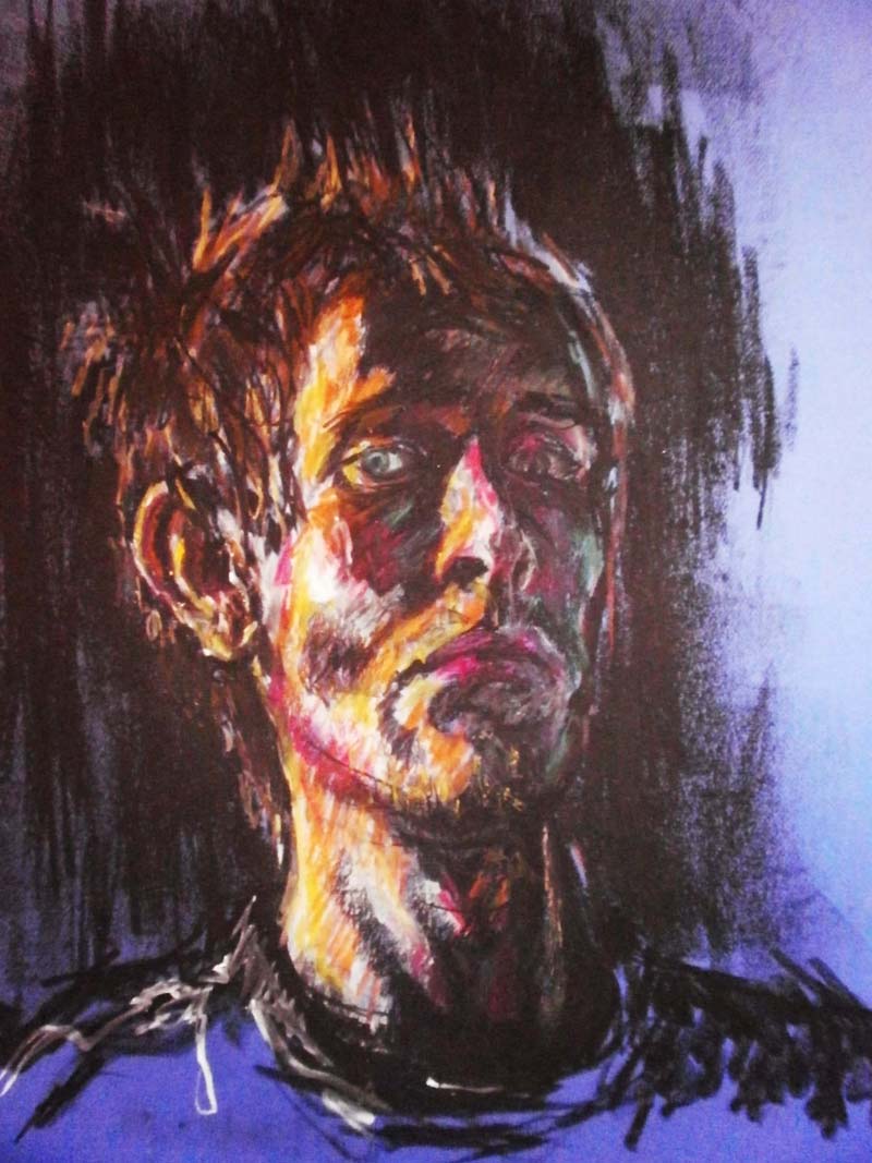 Autoportraits (sélection), 2012-2013, fusain, pastels à l'huile sur papier, formats divers par Charlie Wellecam