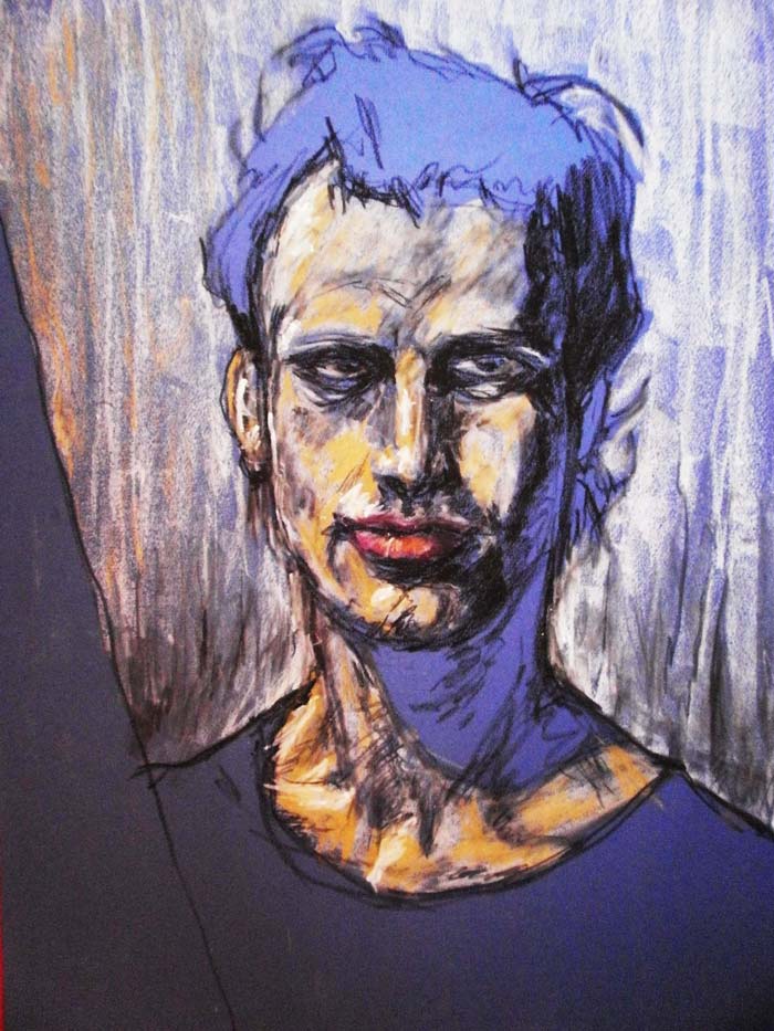 Autoportraits (sélection), 2012-2013, fusain, pastels à l'huile sur papier, formats divers par Charlie Wellecam