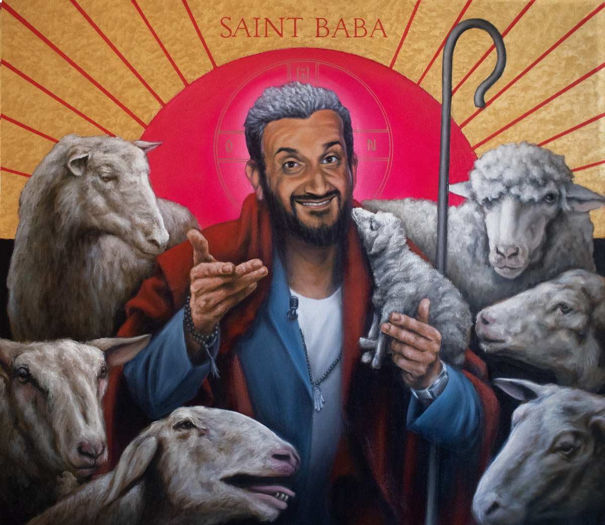 Série les icônes modernes, Saint Baba Pantocrator, 2020-2021, huile sur toile, 83 x 95 cm. 3 ISF par Charlie Wellecam