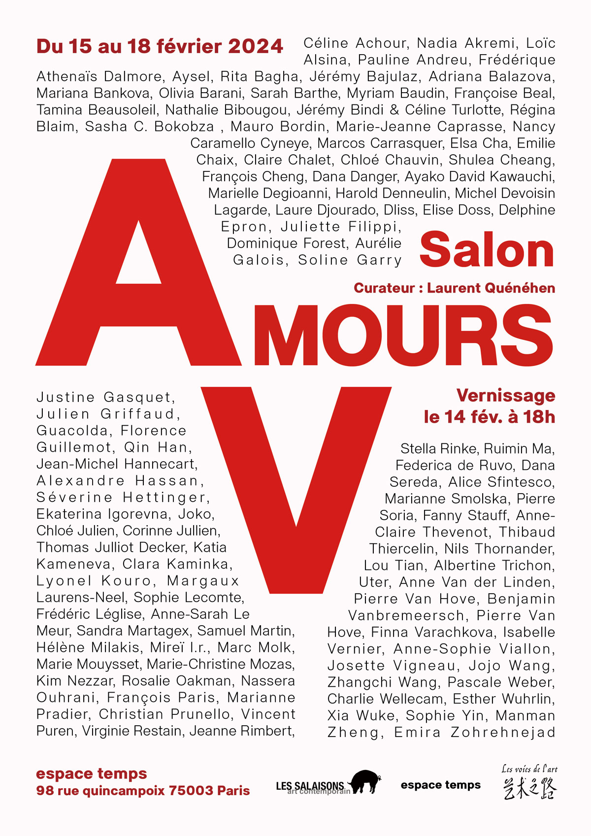 Salon Amours V, galerie Espace Temps, Paris. par Charlie Wellecam