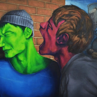 Dans la rue, 2015, huile sur toile, 65x105 par Charlie Wellecam